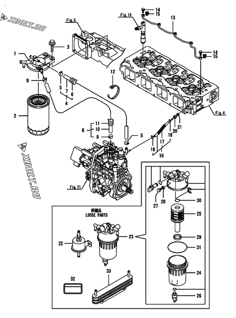  Топливопровод двигателя Yanmar 4TNV98-ZWDB8F