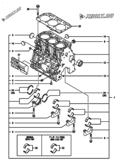  Двигатель Yanmar 3TNV88-BSDB, узел -  Блок цилиндров 