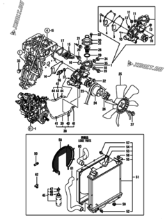  Двигатель Yanmar 4TNV88-BSTX, узел -  Система водяного охлаждения 