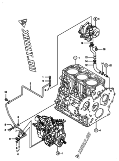  Двигатель Yanmar 3TNV84T-BXNK, узел -  Система смазки 