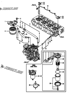  Двигатель Yanmar 4TNV98-GPGE, узел -  Топливопровод 