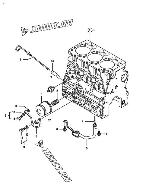  Система смазки двигателя Yanmar 3TNV76-MNK