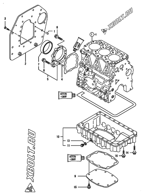  Крепежный фланец и масляный картер двигателя Yanmar 3TNV82A-KVA