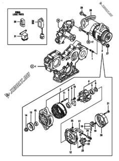  Двигатель Yanmar 3TNV82A-KVA, узел -  Генератор 
