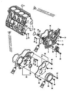  Двигатель Yanmar 4TNV98-ENWI, узел -  Корпус редуктора 