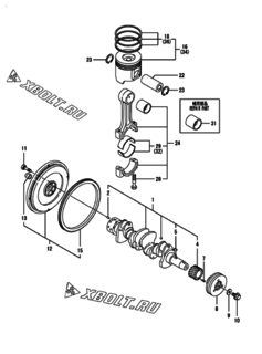  Двигатель Yanmar 4TNV88-BPCKS, узел -  Коленвал и поршень 