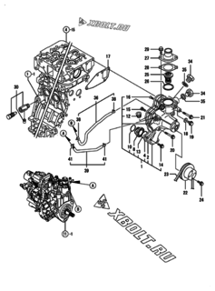  Двигатель Yanmar 4TNV88-BPCKS, узел -  Система водяного охлаждения 
