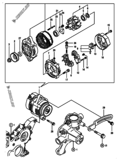  Двигатель Yanmar 4TNV88-BPCKS, узел -  Генератор 