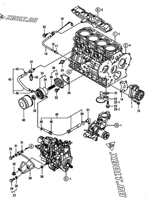  Система смазки двигателя Yanmar 4TNV88-BKMSF