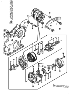  Двигатель Yanmar 4TNV88-BKMS, узел -  Генератор 
