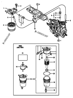  Двигатель Yanmar 3TNV88-BDWL, узел -  Топливопровод 