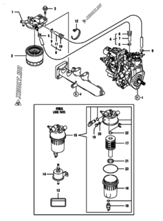 Двигатель Yanmar 3TNV82A-BNBK, узел -  Топливопровод 
