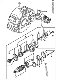  Двигатель Yanmar 4TNV98-ZNSADC, узел -  Стартер 