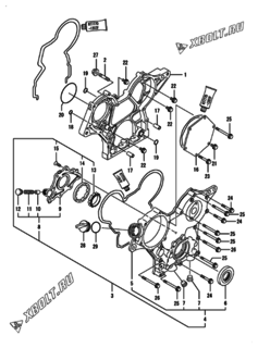  Двигатель Yanmar 3TNV70-ACB, узел -  Корпус редуктора 