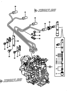  Двигатель Yanmar 4TNV106-GGEA, узел -  Форсунка 