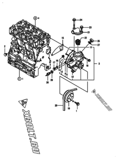  Двигатель Yanmar 3TNV76-GEU, узел -  Система водяного охлаждения 