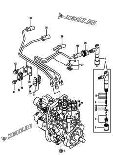  Двигатель Yanmar 4TNV98-NSA01, узел -  Форсунка 