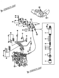  Двигатель Yanmar 4TNV88-DSA01, узел -  Форсунка 