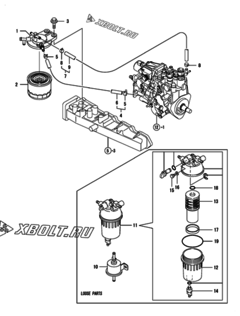  Двигатель Yanmar 4TNV88-DSA01, узел -  Топливопровод 