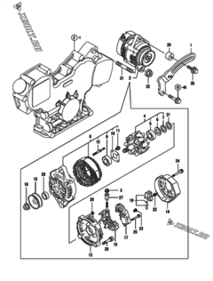  Двигатель Yanmar 4TNV88-DSA01, узел -  Генератор 