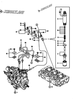  Двигатель Yanmar 3TNV82A-BDYE, узел -  Форсунка 