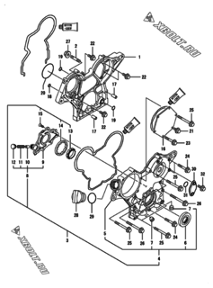  Двигатель Yanmar 3TNV70-HPGE, узел -  Корпус редуктора 