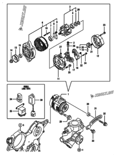  Двигатель Yanmar 3TNV70-HPGE, узел -  Генератор 