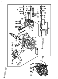  Двигатель Yanmar 4TNV88-BDSAC, узел -  Топливный насос высокого давления (ТНВД) 