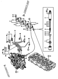  Двигатель Yanmar 4TNV88-BDSAC, узел -  Форсунка 