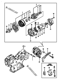  Двигатель Yanmar 4TNV88-BDSAC, узел -  Генератор 