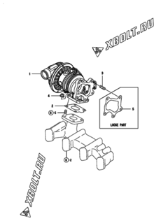  Двигатель Yanmar 4TNV84T-GGE2, узел -  Турбина 