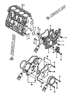  Двигатель Yanmar 4TNV98T-ZGPGE, узел -  Корпус редуктора 