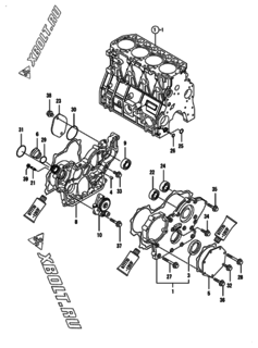  Двигатель Yanmar 4TNE98-BQLS, узел -  Корпус редуктора 