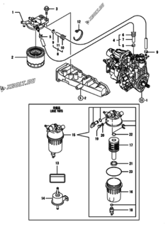  Двигатель Yanmar 3TNV84T-BKSA, узел -  Топливопровод 