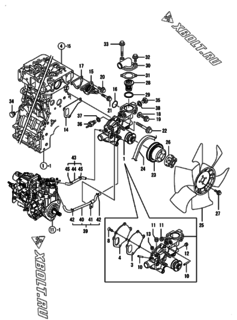  Двигатель Yanmar 3TNV88-BGNP, узел -  Система водяного охлаждения 