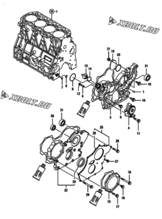  Двигатель Yanmar 4TNV98T-ZNHQ, узел -  Корпус редуктора 