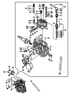  Двигатель Yanmar 4TNV98T-ZNHQ, узел -  Топливный насос высокого давления (ТНВД) 