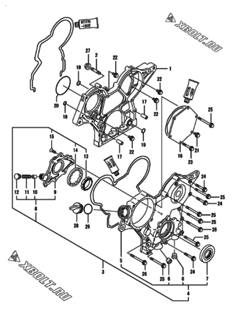  Двигатель Yanmar 3TNV76-XGZ, узел -  Корпус редуктора 