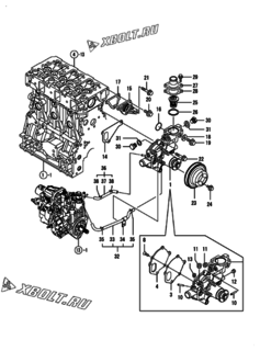  Двигатель Yanmar 3TNV84T-BMCU, узел -  Система водяного охлаждения 