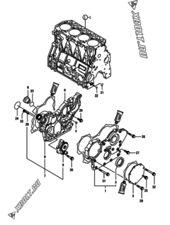  Двигатель Yanmar 4TNE92-POMD, узел -  Корпус редуктора 