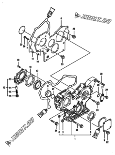  Двигатель Yanmar 3TNV88-XKMR, узел -  Корпус редуктора 