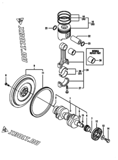  Двигатель Yanmar 3TNV88-XKMR, узел -  Коленвал и поршень 
