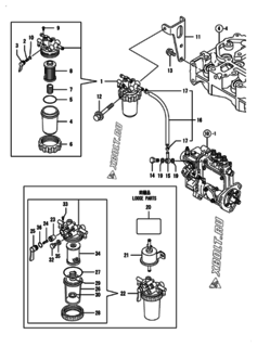  Двигатель Yanmar 3TNV70-NPR, узел -  Топливопровод 