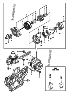  Двигатель Yanmar 4TNV98-ZNSU, узел -  Генератор 