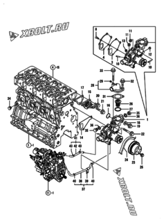  Двигатель Yanmar 4TNV88-BPGZ, узел -  Система водяного охлаждения 