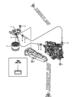  Двигатель Yanmar 3TNV84T-XKMR, узел -  Топливопровод 