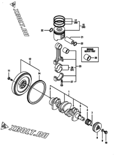  Двигатель Yanmar 4TNV88-ZDYLX, узел -  Коленвал и поршень 