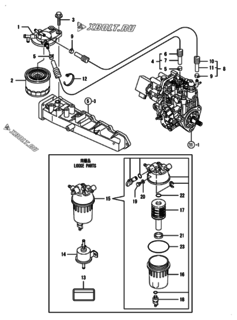  Двигатель Yanmar 4TNV88-ZDYLX, узел -  Топливопровод 