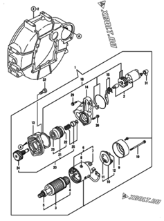  Двигатель Yanmar 4TNV88-ZDYLX, узел -  Стартер 