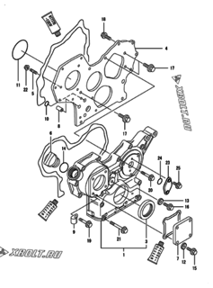  Двигатель Yanmar 4TNE84-GB2CT, узел -  Корпус редуктора 